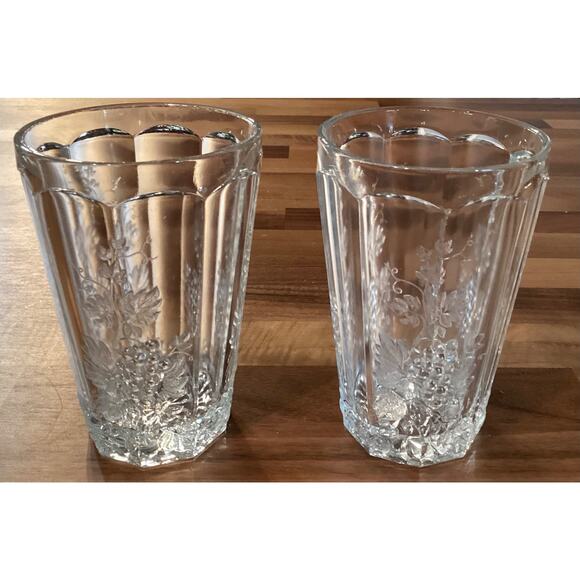 L.G. Wright Glass Panel Grape Clear Pattern 5” Flat Tumblers Set Of 2 - Picture 2 of 10